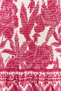 Robe courte Tropical Woodcut - Rose