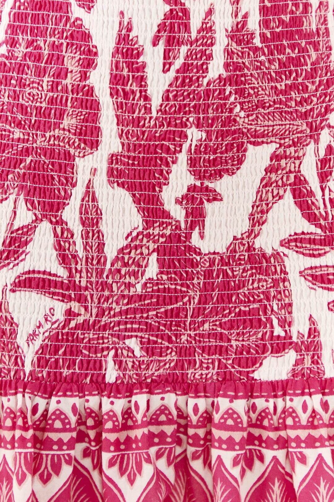 Robe courte Tropical Woodcut - Rose