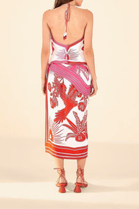 Blouse Tropical dream halter - Rose