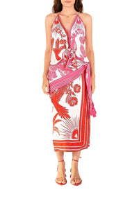 Blouse Tropical dream halter - Rose