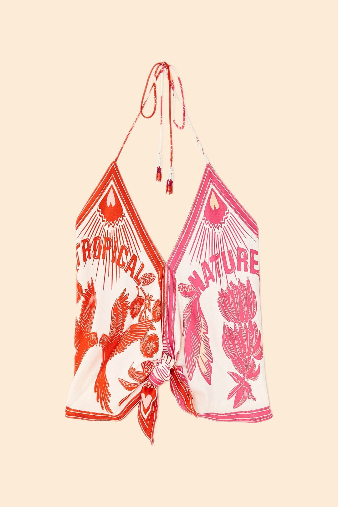 Blouse Tropical dream halter - Rose