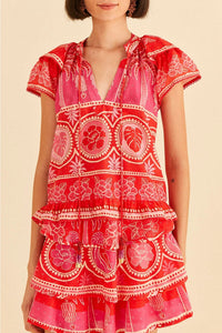 Blouse Summer Sunrise en coton - Rouge
