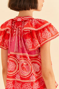 Blouse Summer Sunrise en coton - Rouge