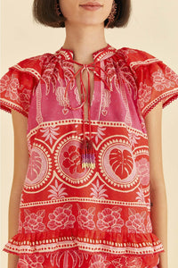 Blouse Summer Sunrise en coton - Rouge
