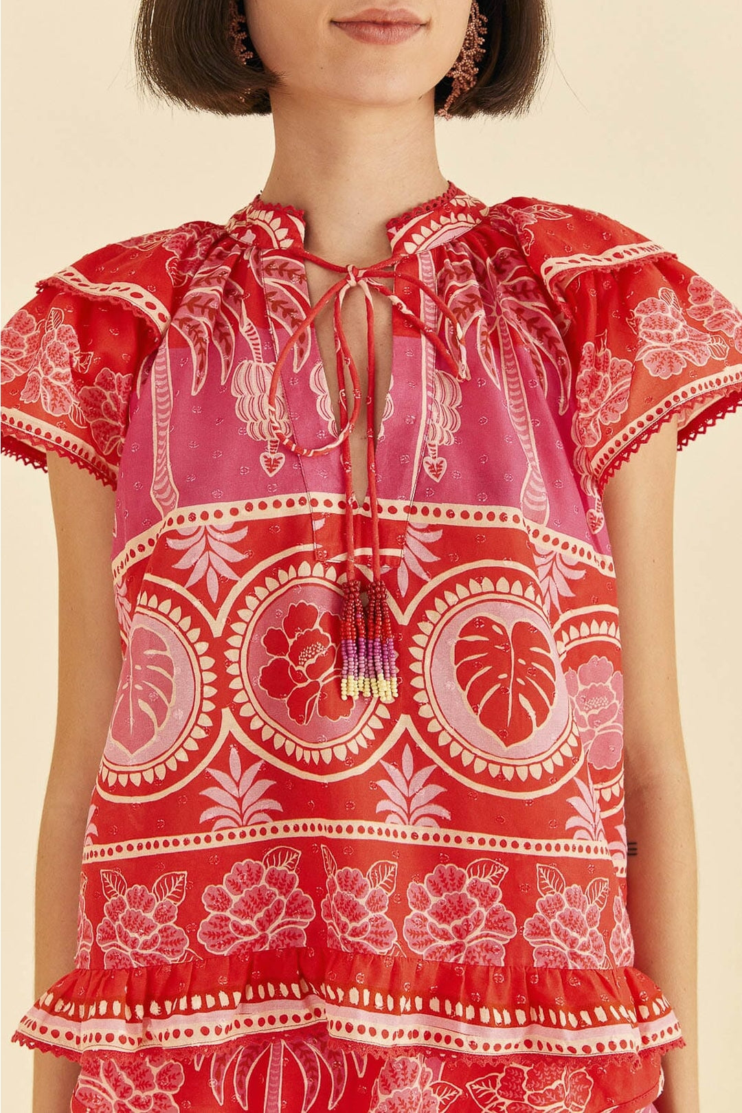 Blouse Summer Sunrise en coton - Rouge