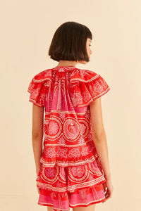 Blouse Summer Sunrise en coton - Rouge
