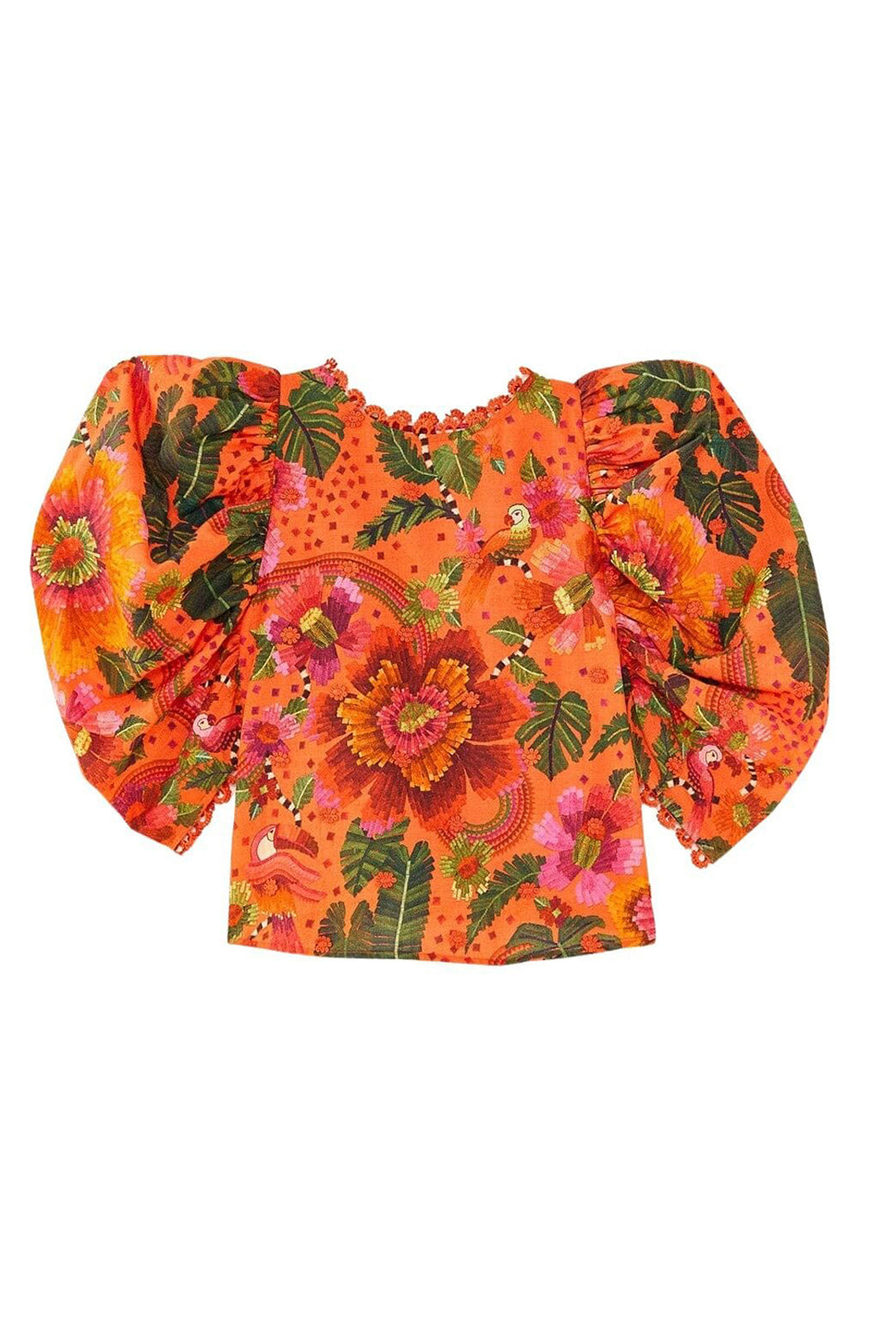 Blouse Jardin fleuri en coton - Orange