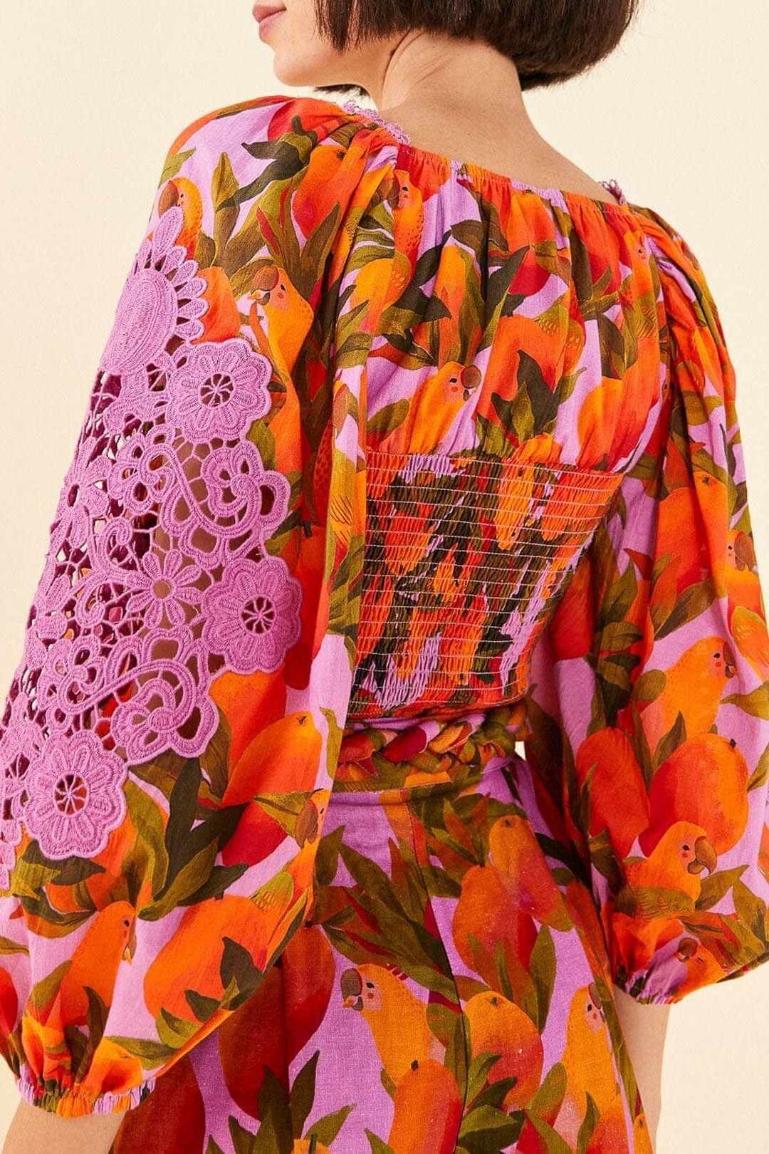 Blouse Mango macaws - Rose