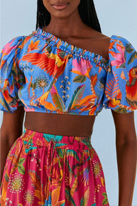 MEDIA OFF LINE_Blouse Party Macaw en coton - Multicolore
