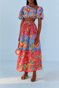 MEDIA OFF LINE_Blouse Party Macaw en coton - Multicolore
