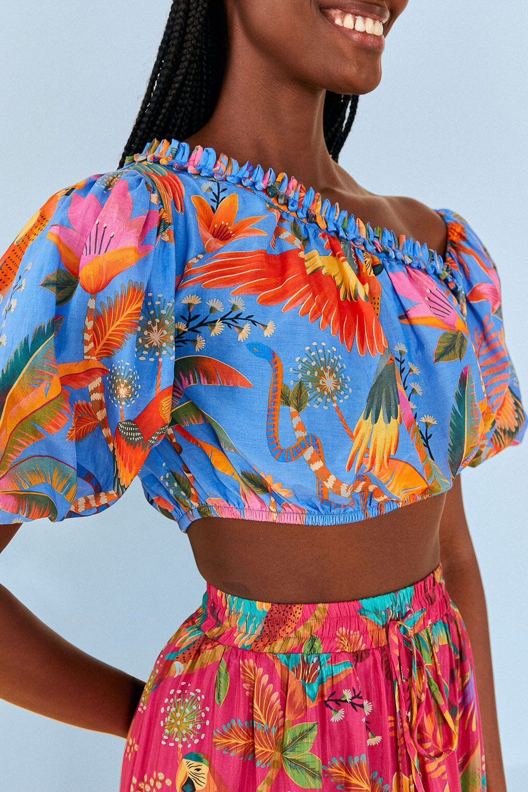 MEDIA OFF LINE_Blouse Party Macaw en coton - Multicolore