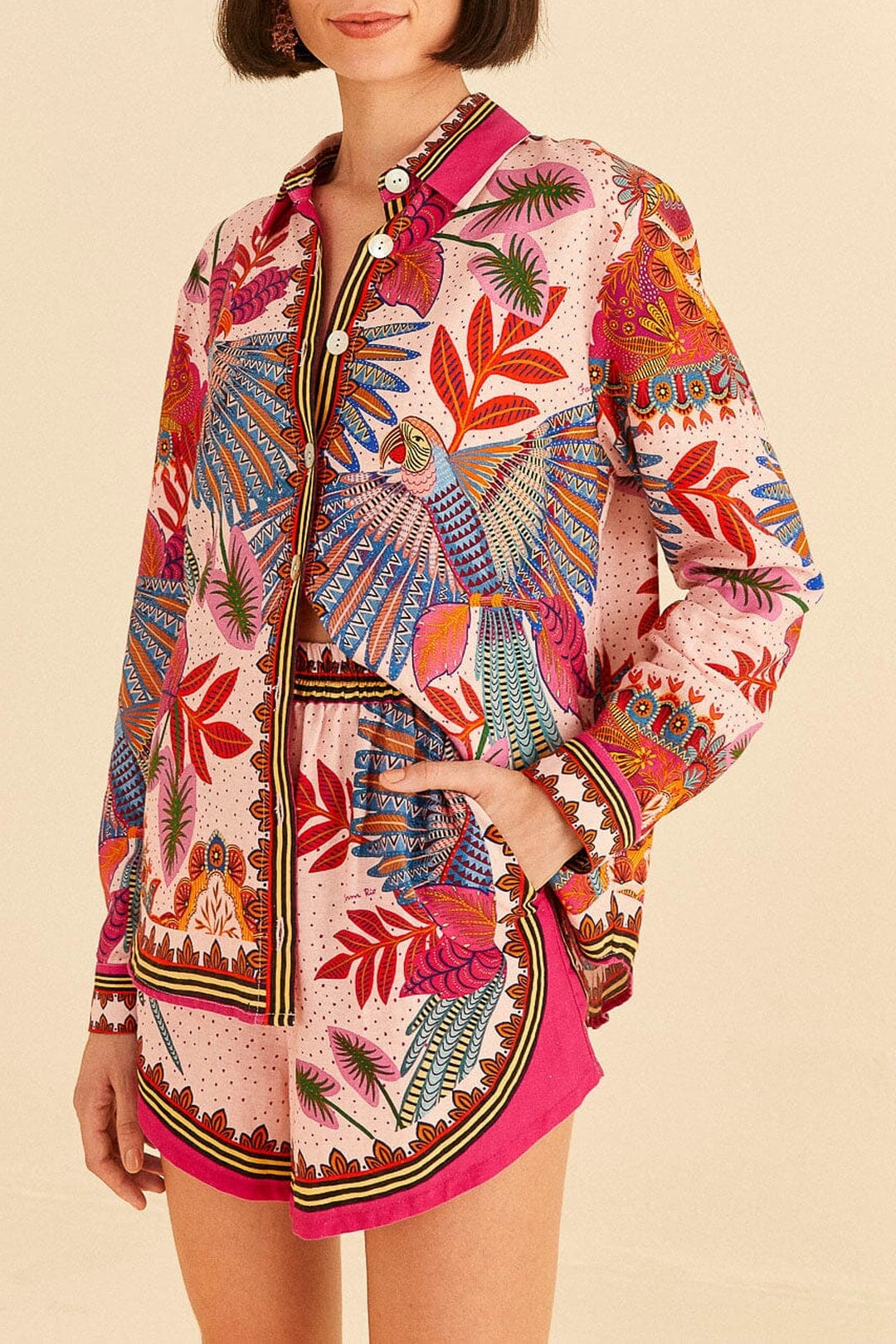 Short Macaw en lin - Rose