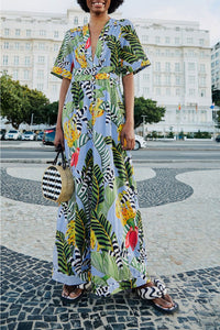 Combinaison Striped Bananas en coton - Bleu