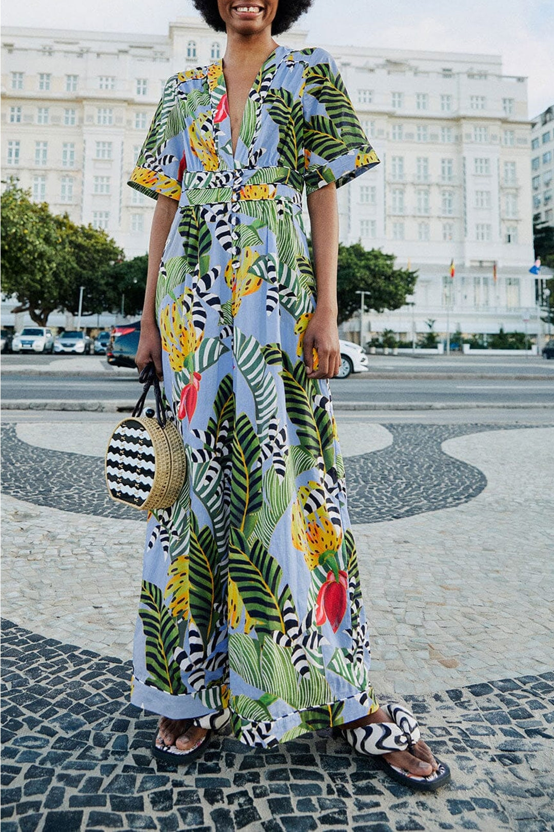 Combinaison Striped Bananas en coton - Bleu