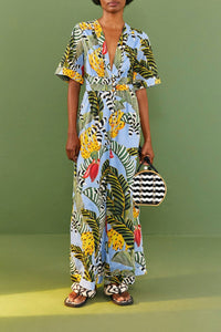 Combinaison Striped Bananas en coton - Bleu