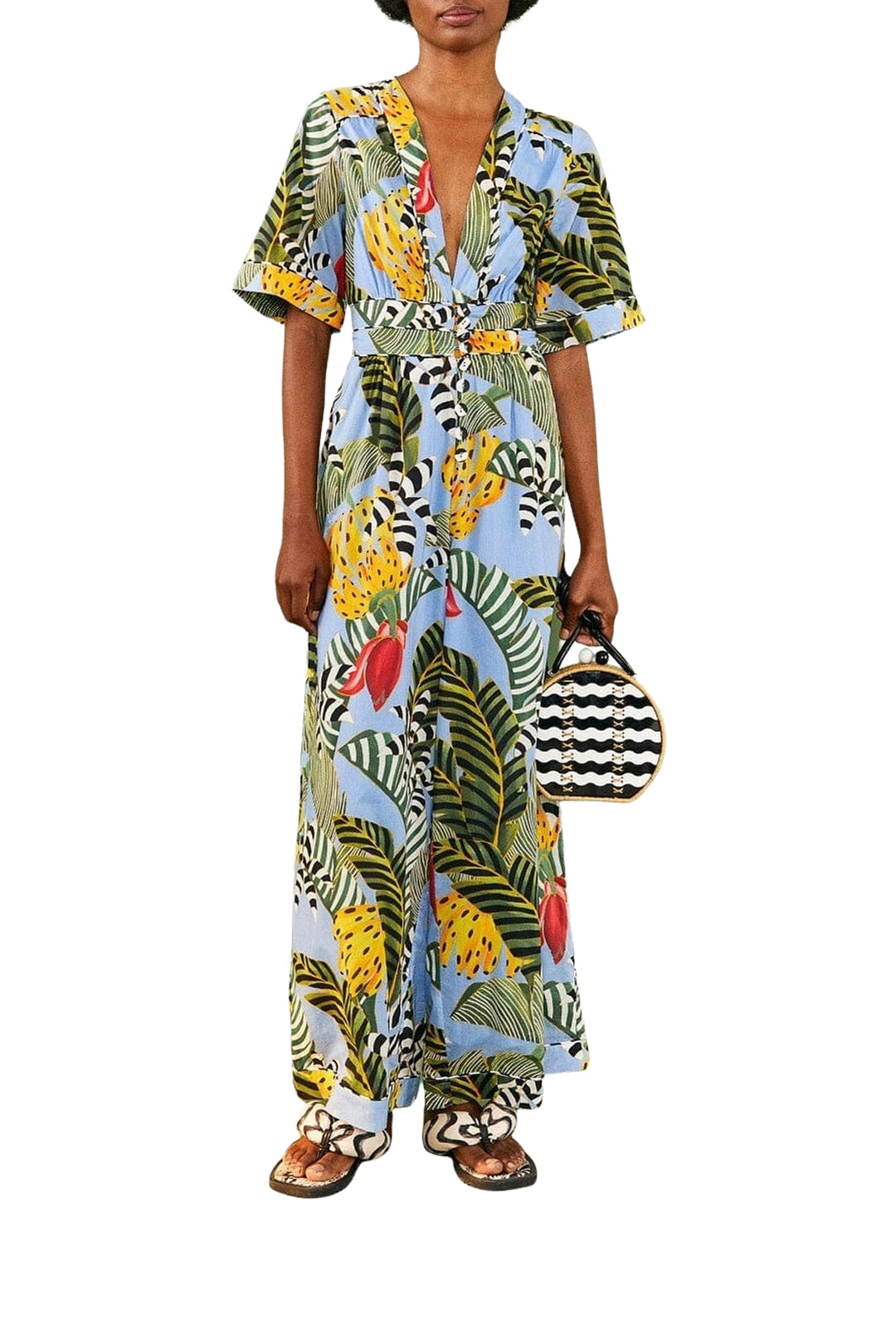 Combinaison Striped Bananas en coton - Bleu
