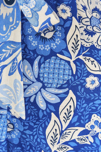 MEDIA OFF LINE_Combinaison Full Of Flowers en lin - Bleu