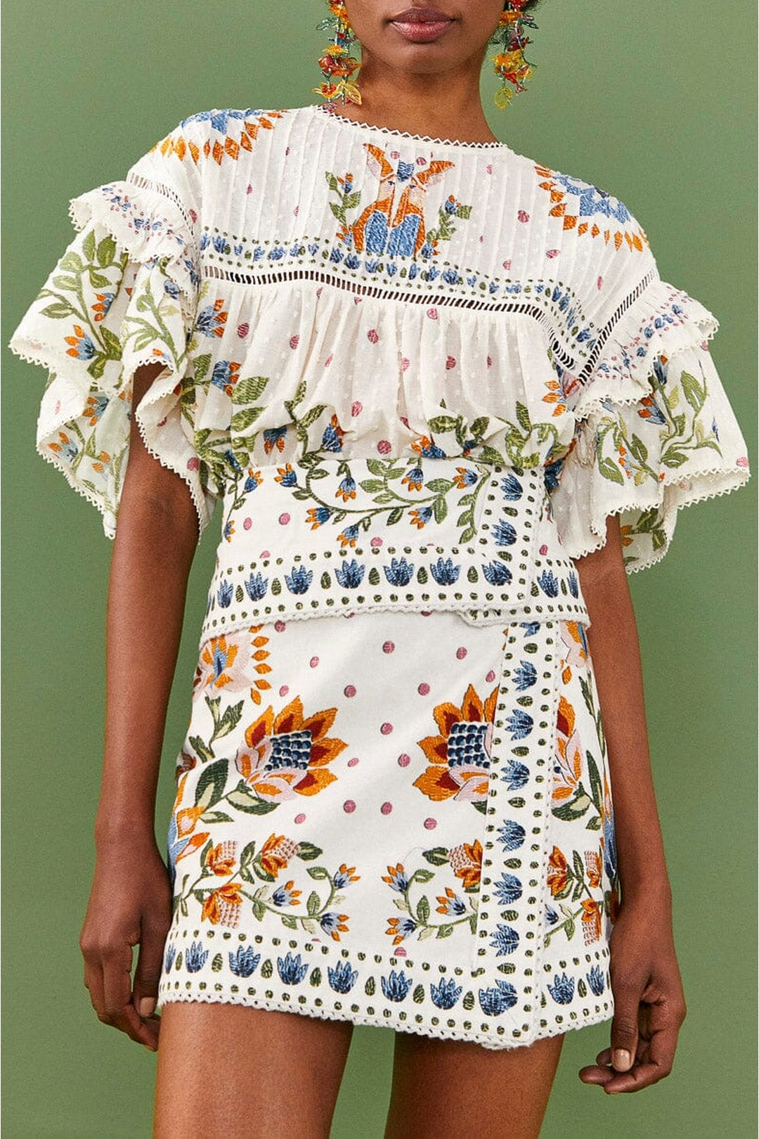 MEDIA OFF LINE_Jupe Summer Garden en coton - Blanc