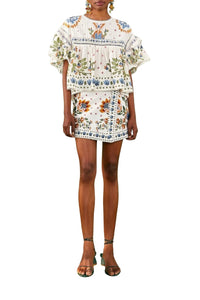 MEDIA OFF LINE_Jupe Summer Garden en coton - Blanc
