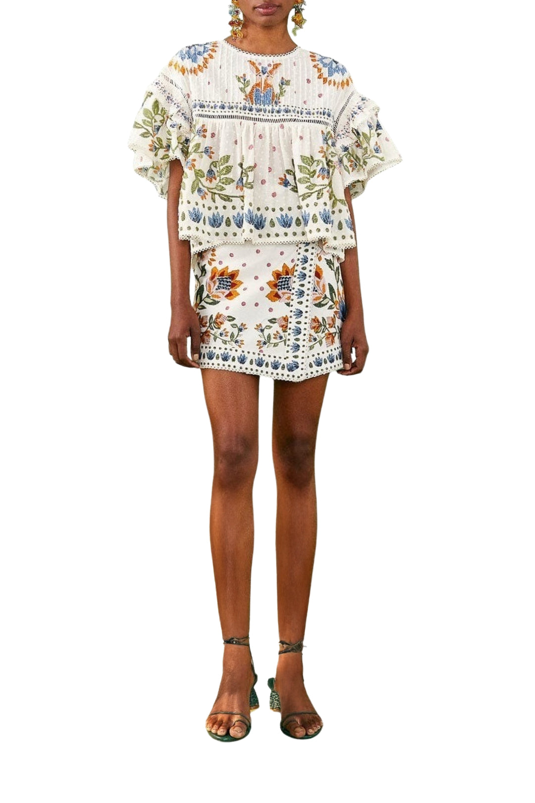 MEDIA OFF LINE_Jupe Summer Garden en coton - Blanc