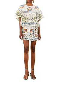 Jupe Summer Garden en coton - Blanc