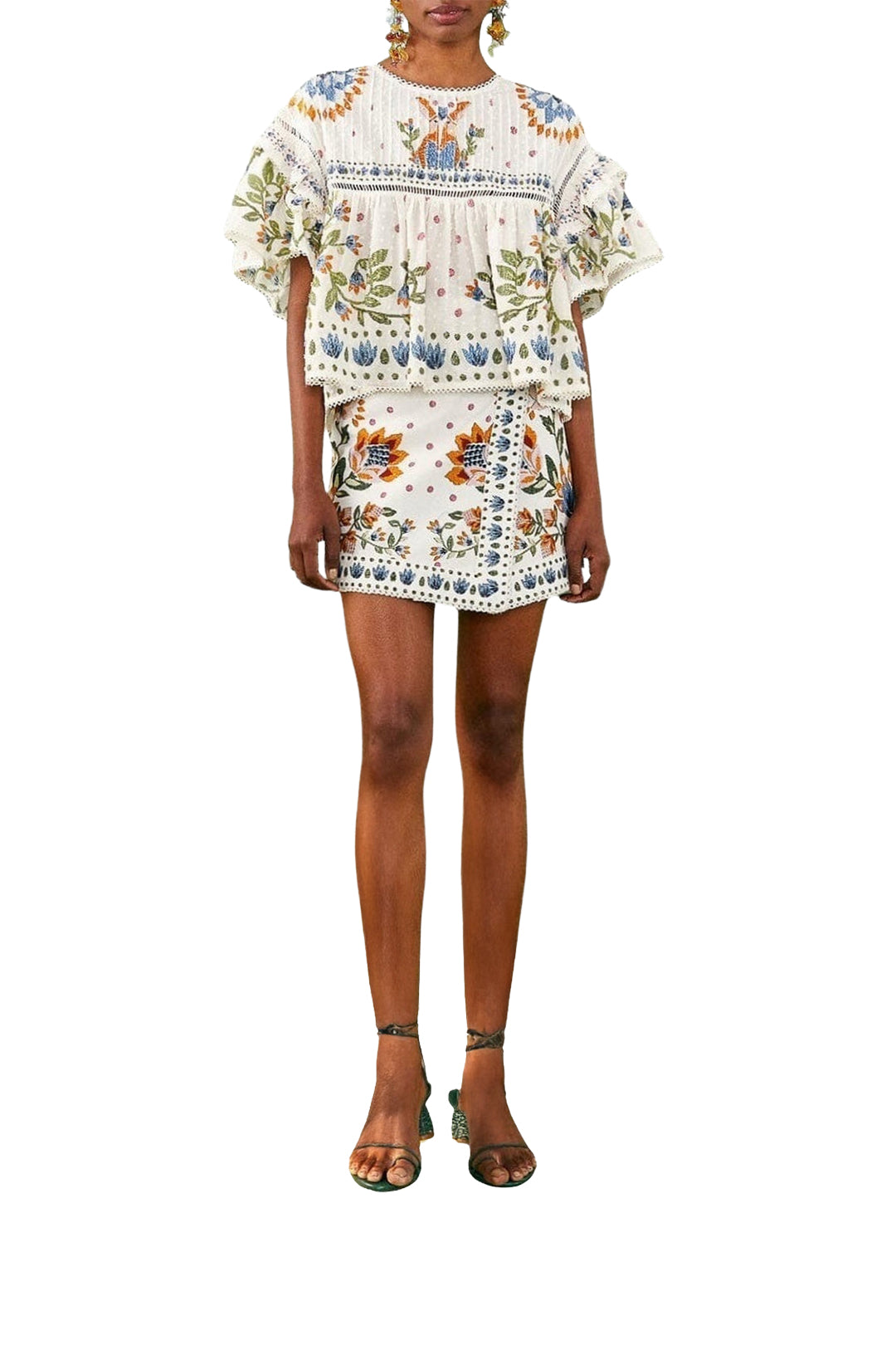Jupe Summer Garden en coton - Blanc