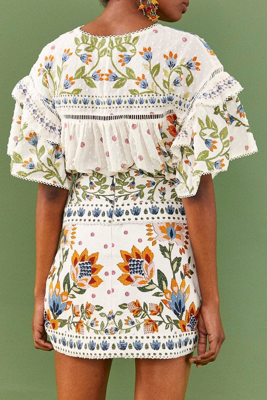 MEDIA OFF LINE_Jupe Summer Garden en coton - Blanc