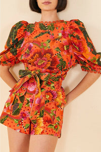 Short Garden Blooming en coton - Orange