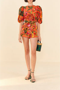 Short Garden Blooming en coton - Orange