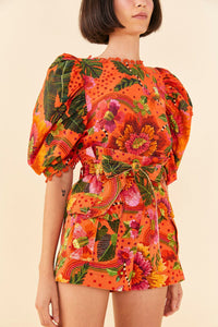 Short Garden Blooming en coton - Orange