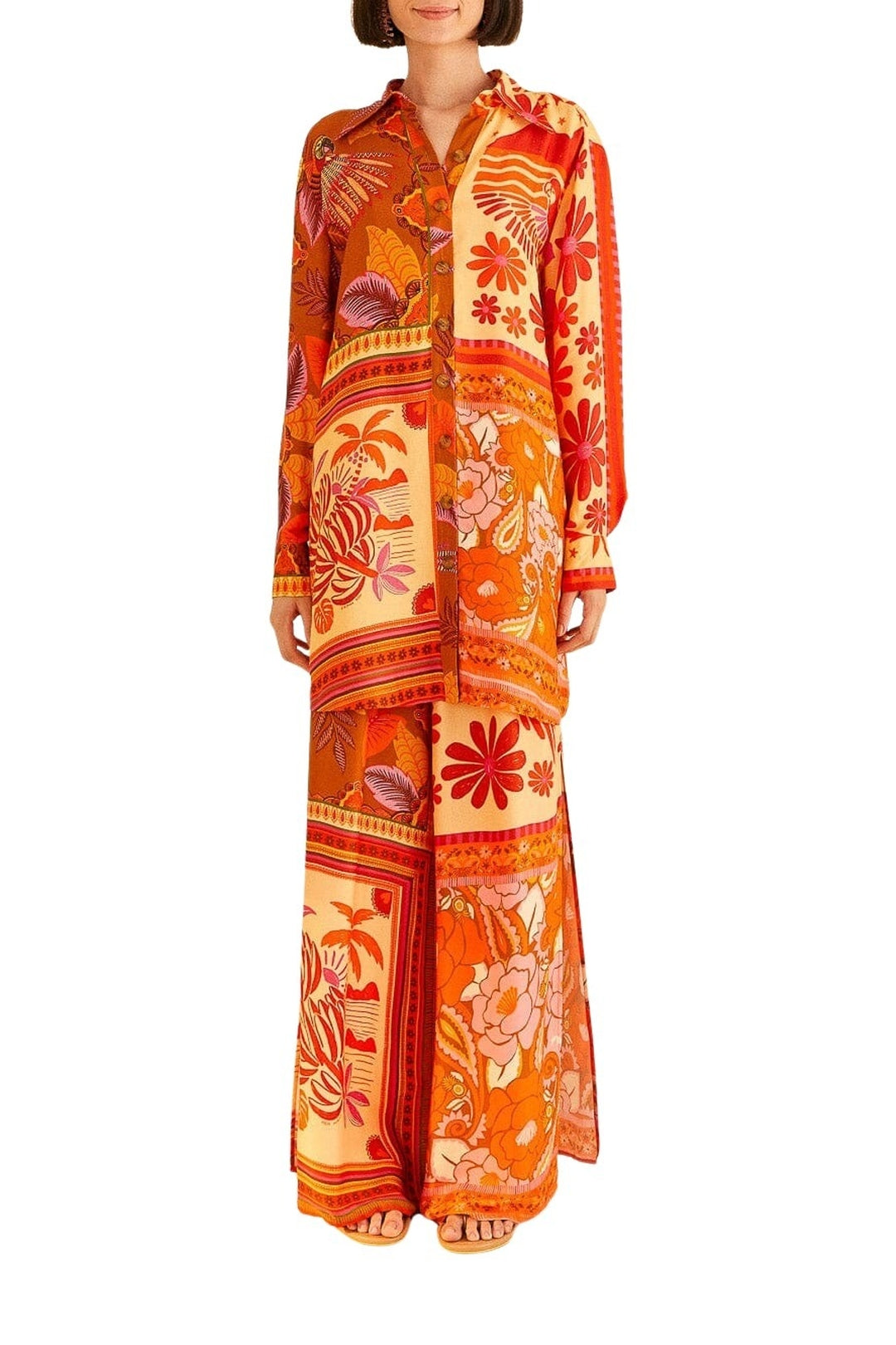 Pantalon Forest à multiple foulards - Orange