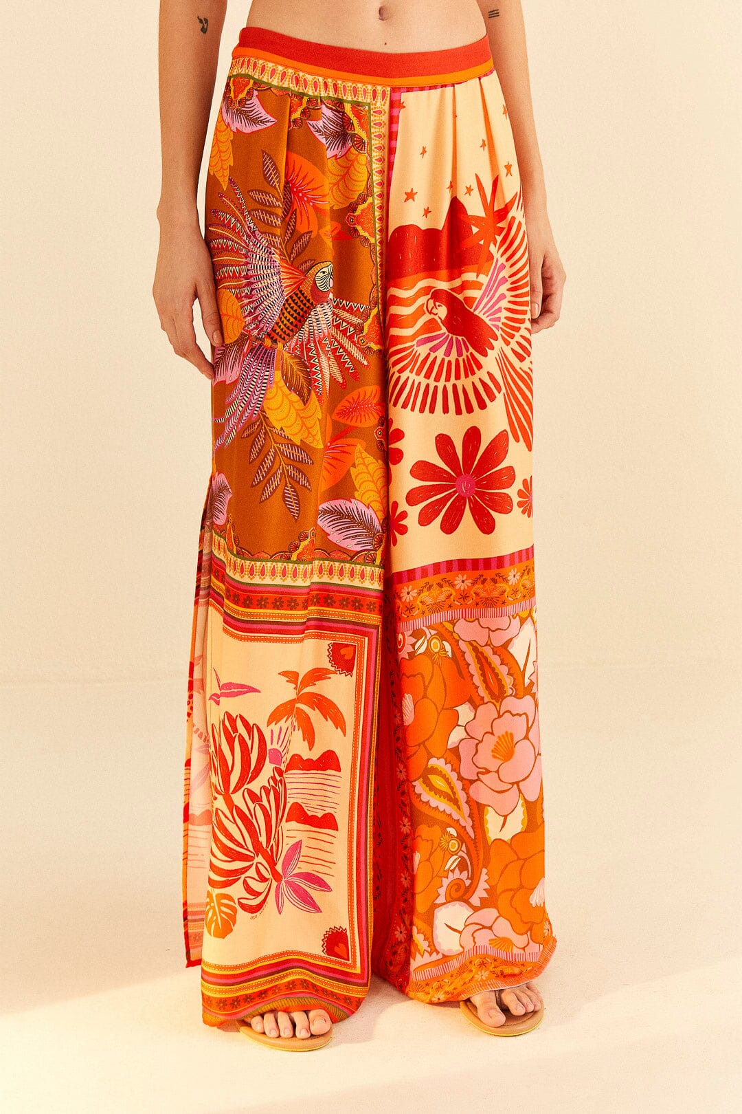 Pantalon Forest à multiple foulards - Orange