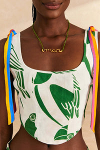 Top court Rainbow Toucans en lin - Vert