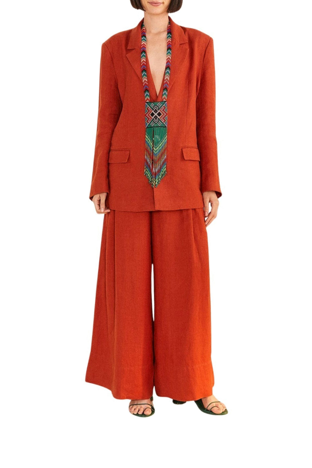 Blazer souple en lin - Rouge