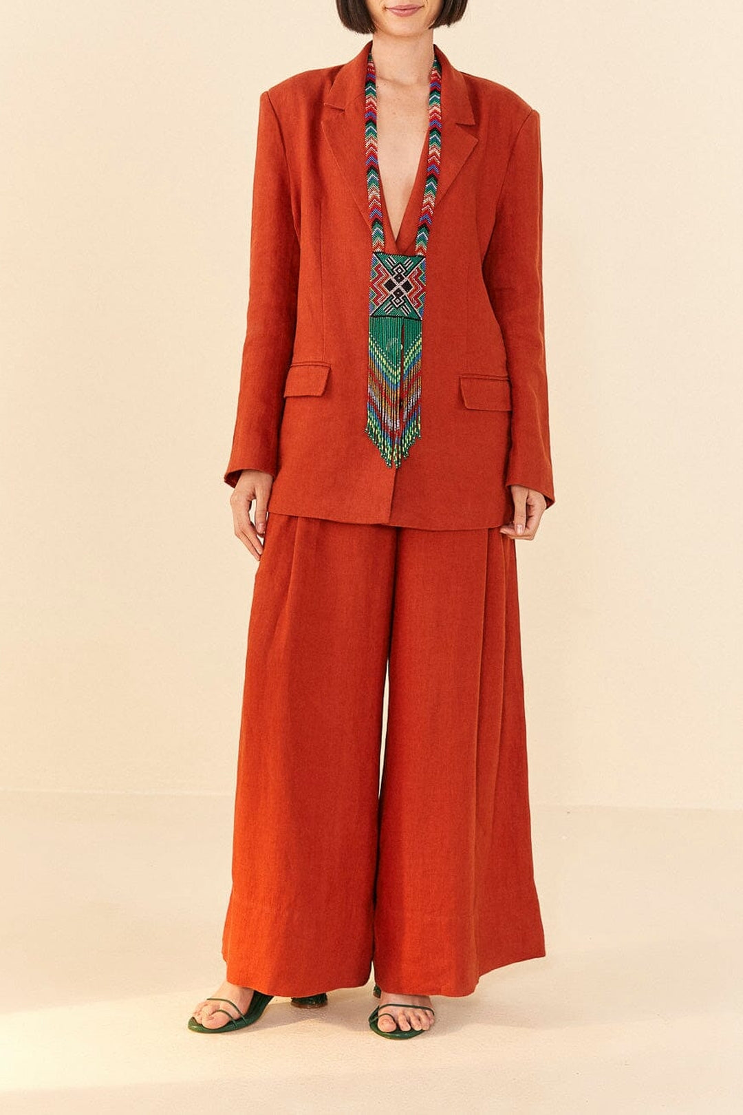 Blazer souple en lin - Rouge