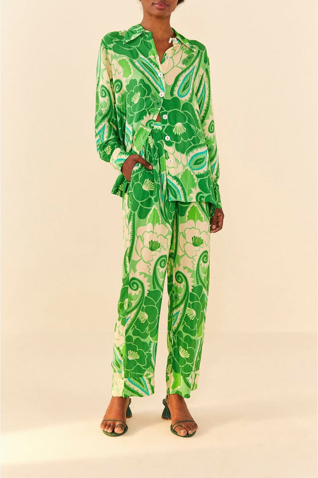 MEDIA OFF LINE_Chemise Tropicale à rayures - Vert