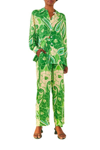 MEDIA OFF LINE_Chemise Tropicale à rayures - Vert