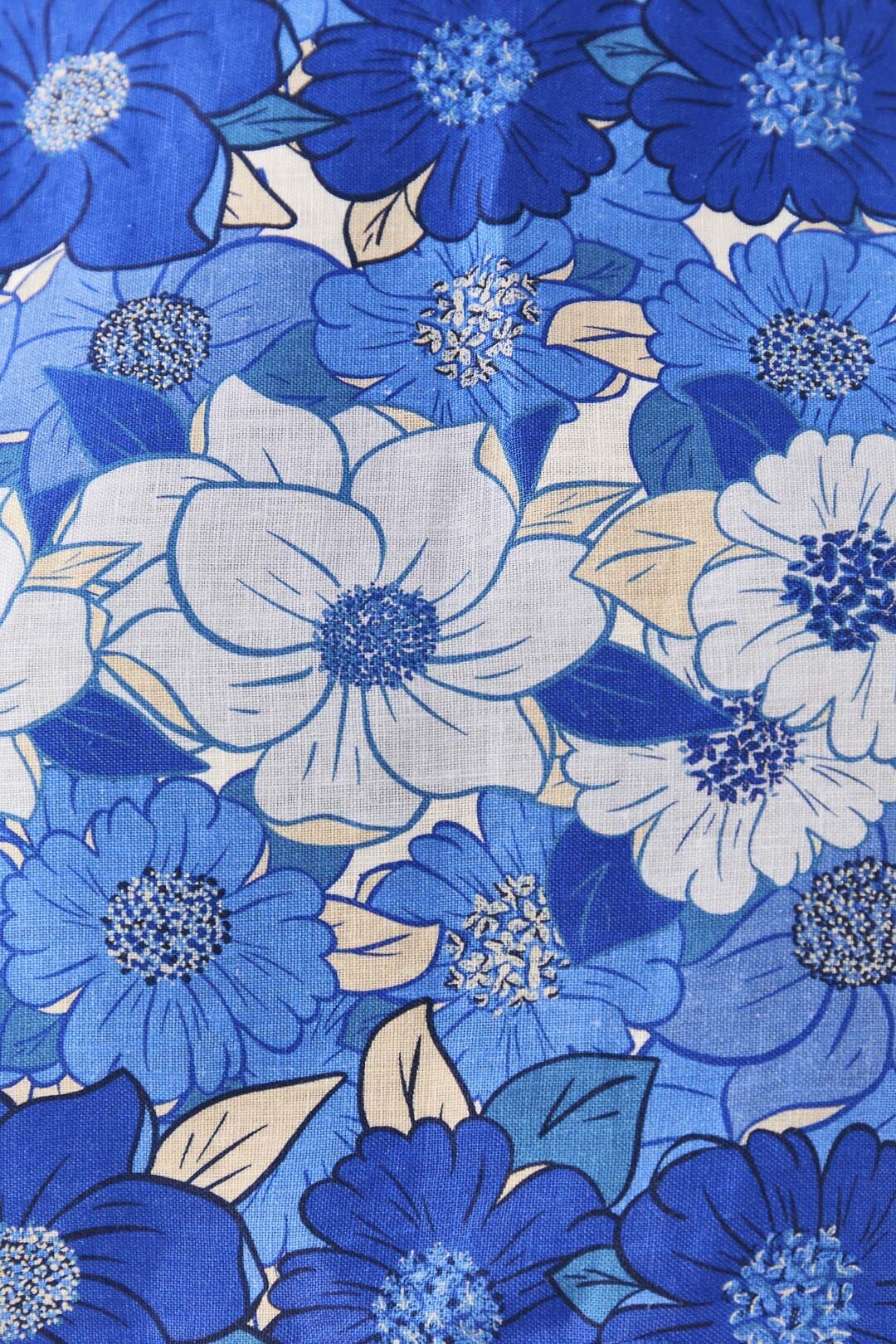 MEDIA OFF LINE_Blouse courte à rayures fleuries en lin - Bleu