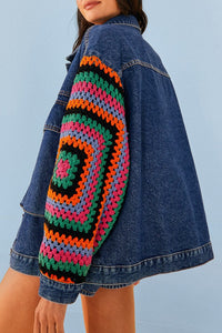 Veste en denim crochetée - Bleu
