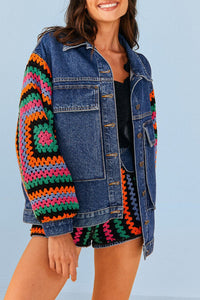 Veste en denim crochetée - Bleu