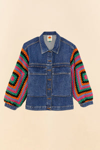 Veste en denim crochetée - Bleu