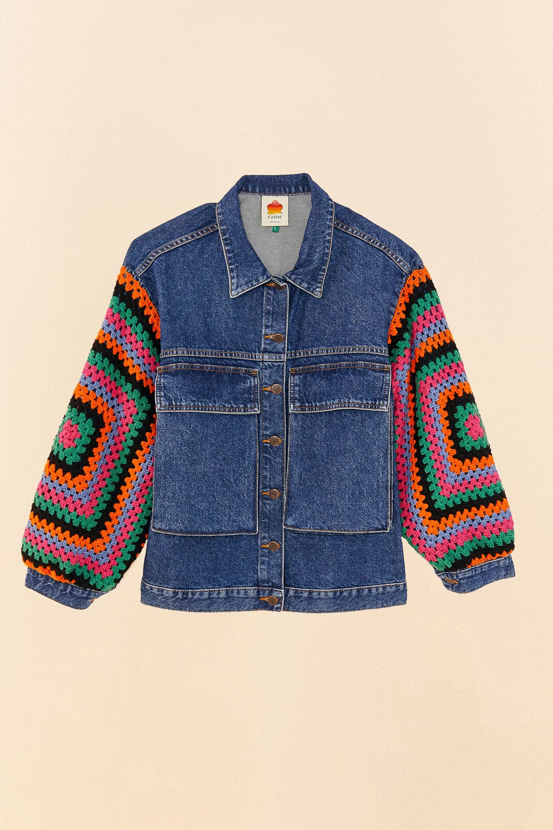 Veste en denim crochetée - Bleu