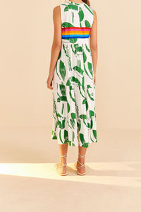 Rainbow Toucans Off White Robe midi - Rainbow Toucans Off White