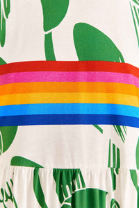 Rainbow Toucans Off White Robe midi - Rainbow Toucans Off White
