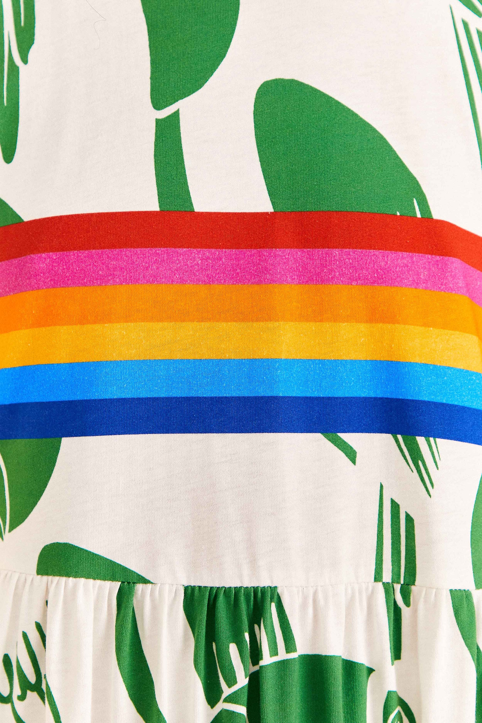 Rainbow Toucans Off White Robe midi - Rainbow Toucans Off White