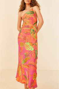Robe midi asymétrique Ombre Forest - Orange