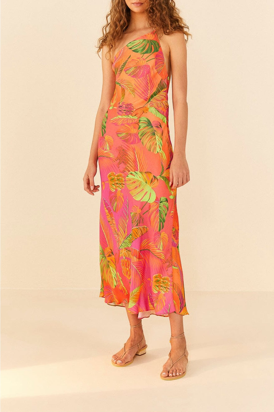 Robe midi asymétrique Ombre Forest - Orange
