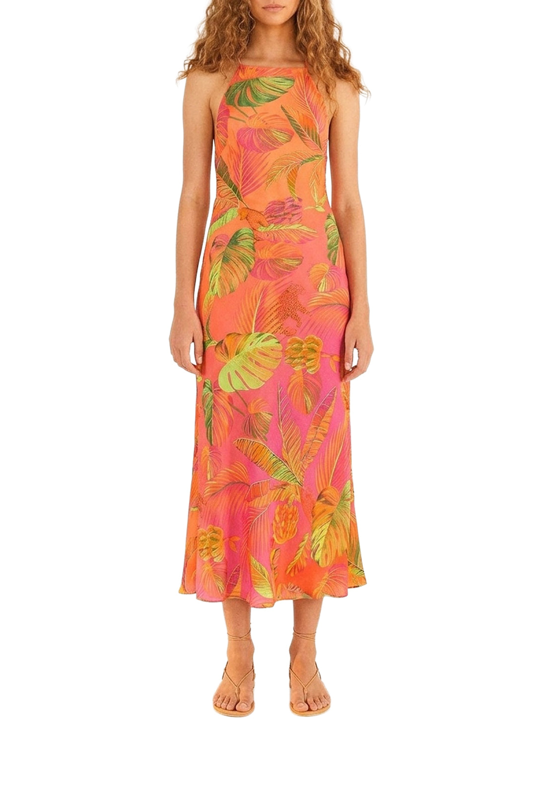 Robe midi asymétrique Ombre Forest - Orange