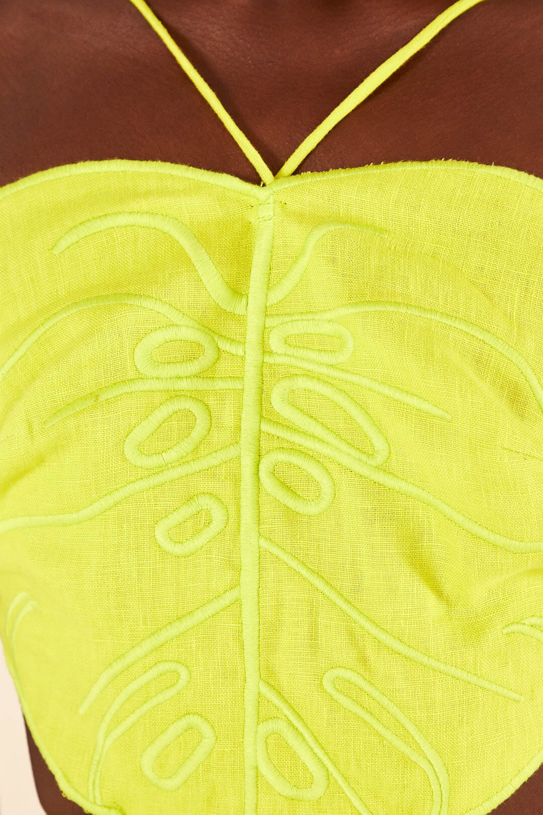 Robe midi Monstera citron en lin - Jaune