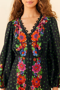 MEDIA OFF LINE_Robe Eng Blooming Garden en lin - Noir